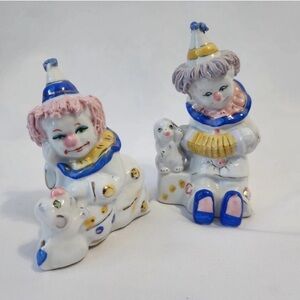 Vintage - Porcelain Clown Figurine Set‎
